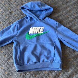 Boys Nike Blue and Green Logo Hoodie size 7